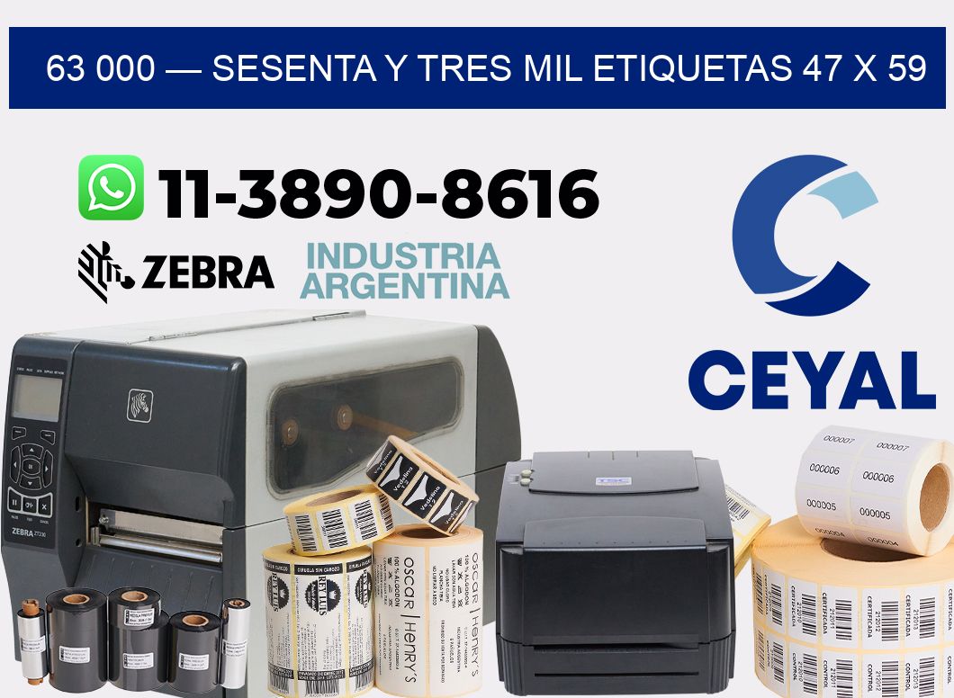 63 000 — sesenta y tres mil etiquetas 47 x 59