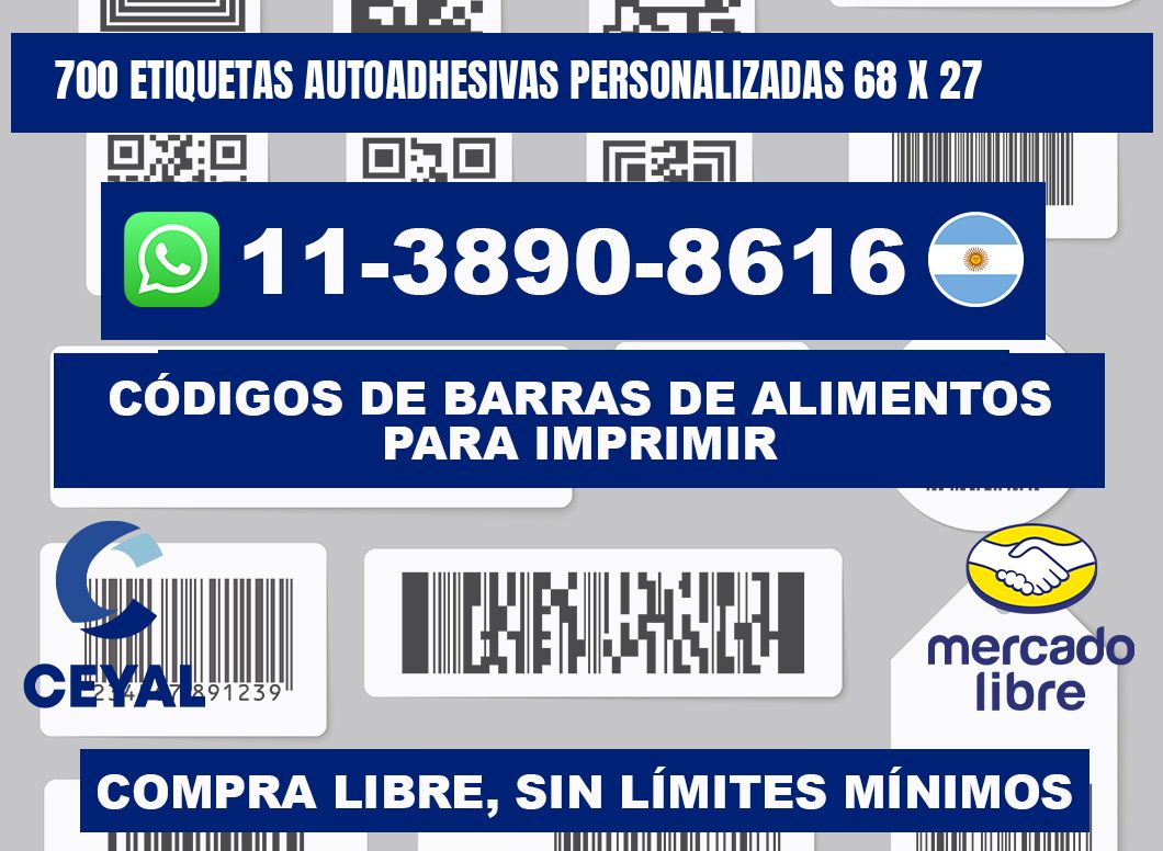 700 Etiquetas autoadhesivas personalizadas 68 x 27