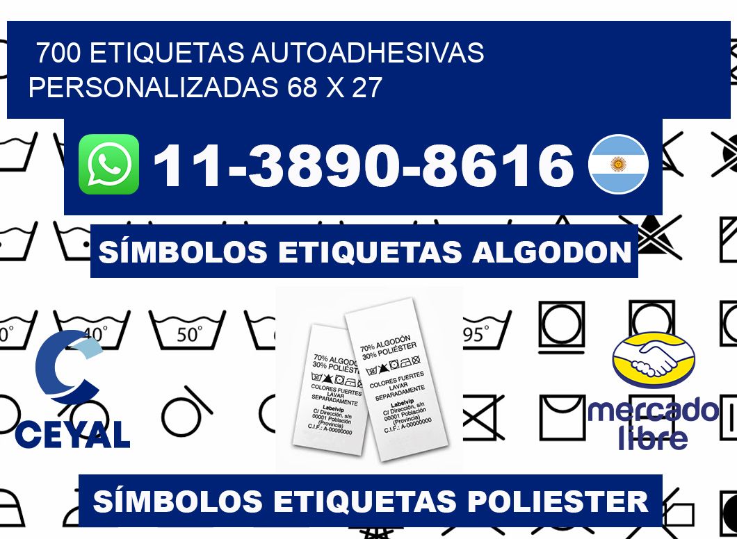 700 Etiquetas autoadhesivas personalizadas 68 x 27