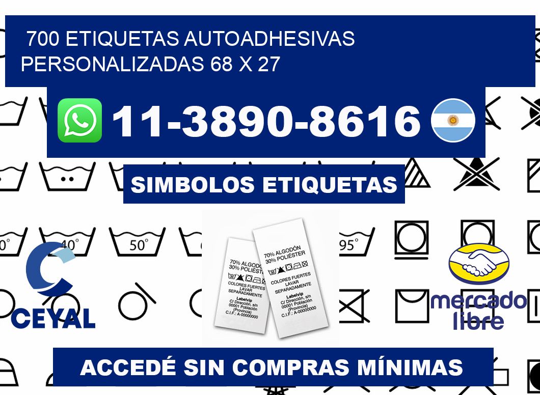 700 Etiquetas autoadhesivas personalizadas 68 x 27