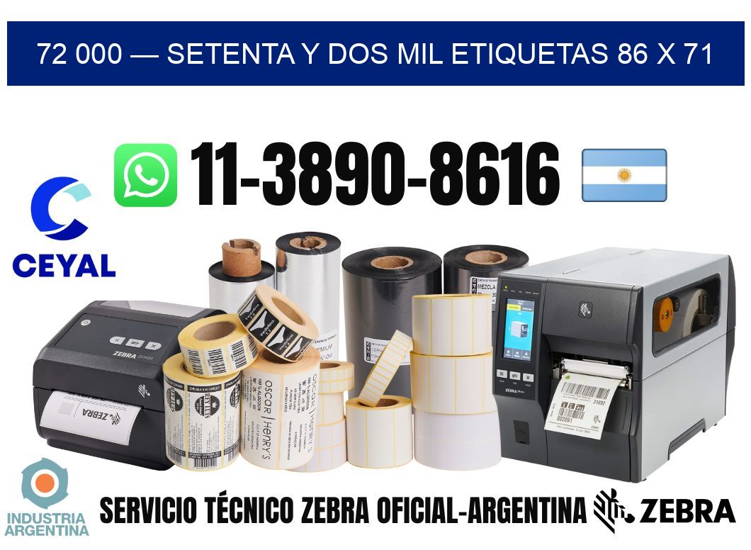 72 000 — setenta y dos mil etiquetas 86 x 71