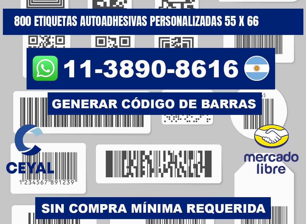 800 Etiquetas autoadhesivas personalizadas 55 x 66