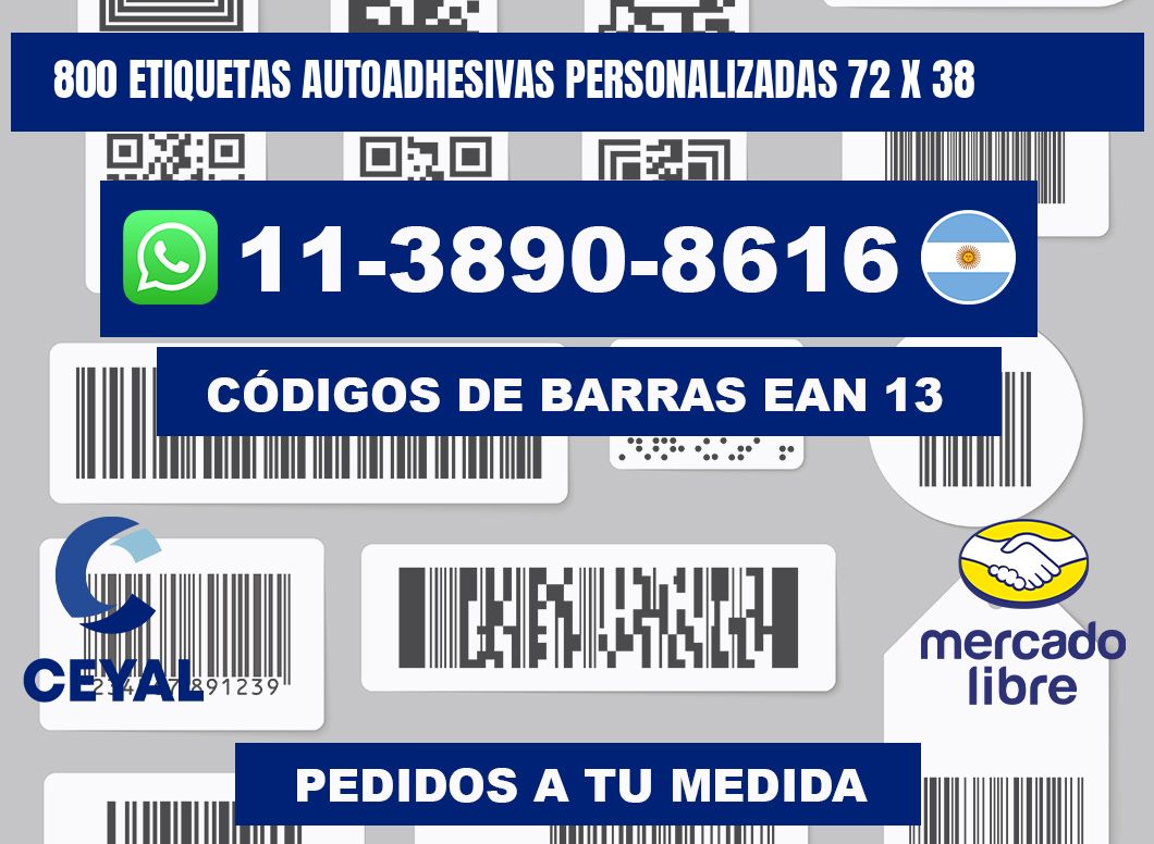 800 Etiquetas autoadhesivas personalizadas 72 x 38