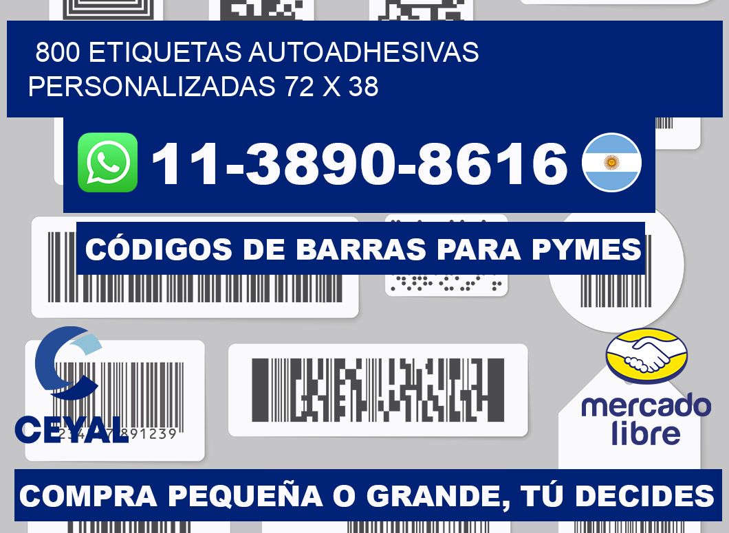 800 Etiquetas autoadhesivas personalizadas 72 x 38