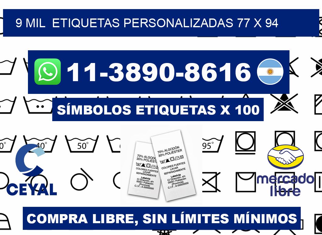 9 mil  etiquetas personalizadas 77 x 94