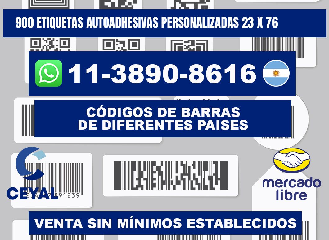 900 Etiquetas autoadhesivas personalizadas 23 x 76