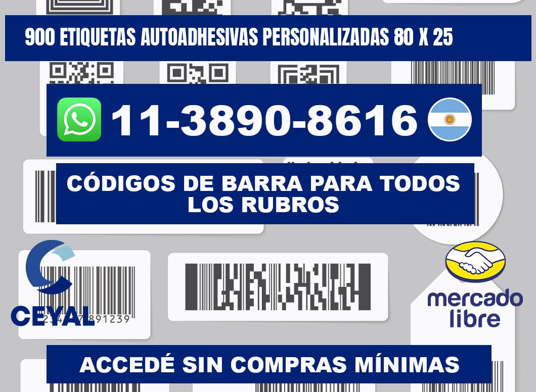 900 Etiquetas autoadhesivas personalizadas 80 x 25