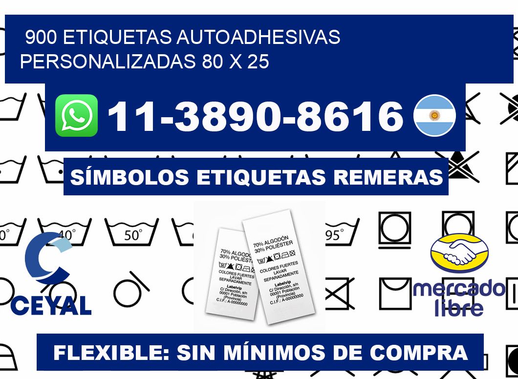 900 Etiquetas autoadhesivas personalizadas 80 x 25