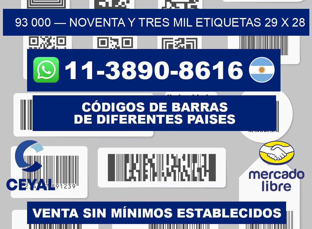 93 000 — noventa y tres mil etiquetas 29 x 28