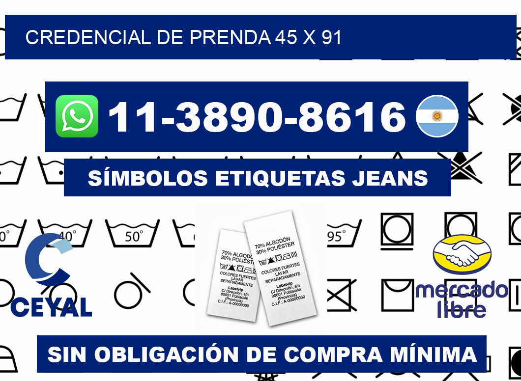 Credencial de prenda 45 x 91