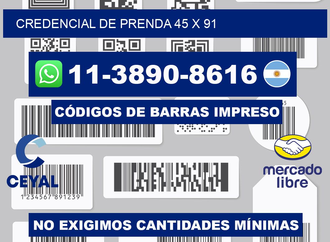 Credencial de prenda 45 x 91