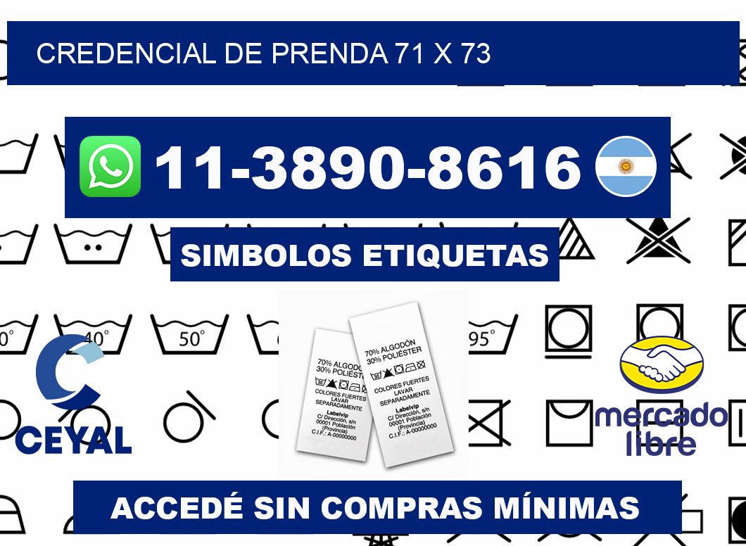 Credencial de prenda 71 x 73