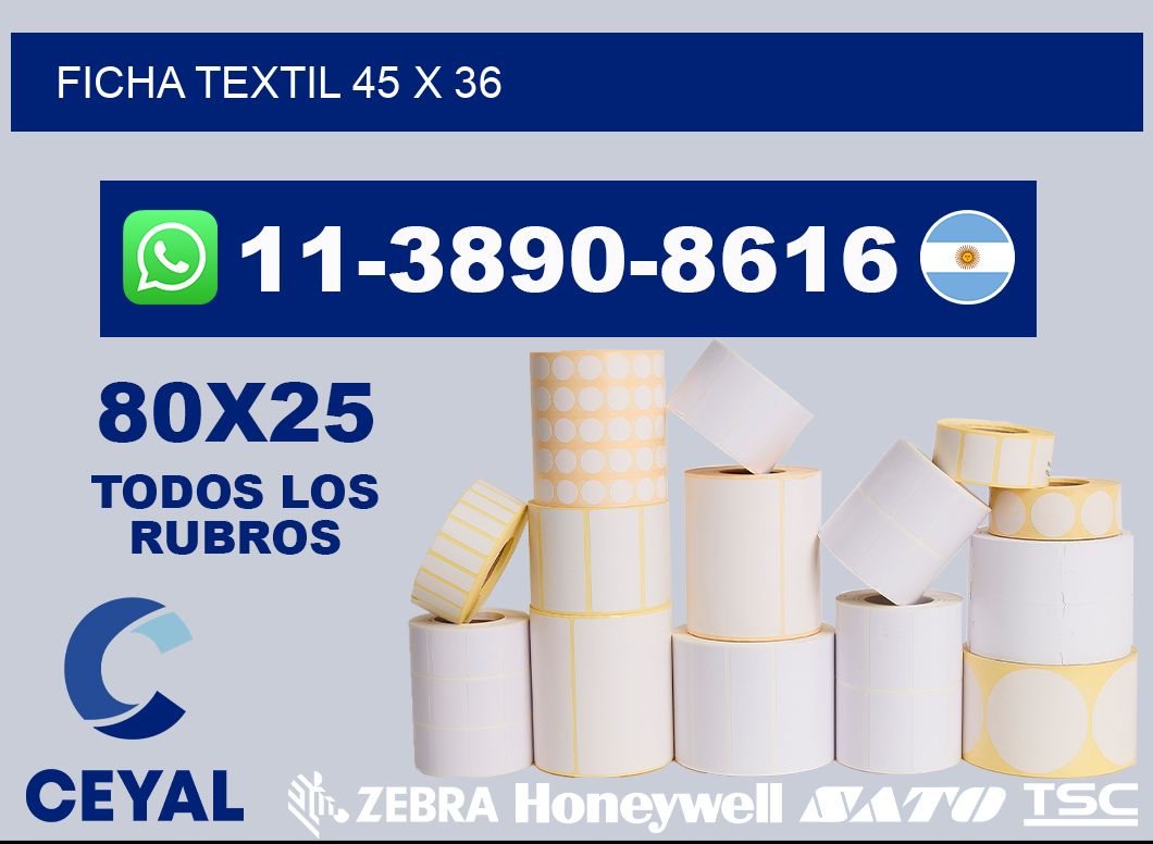 Ficha textil 45 x 36