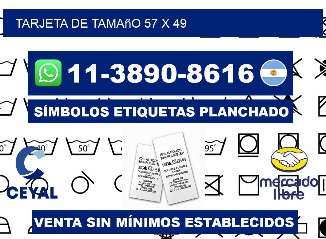 Tarjeta de tamaño 57 x 49