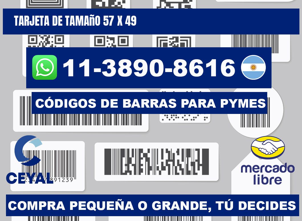 Tarjeta de tamaño 57 x 49