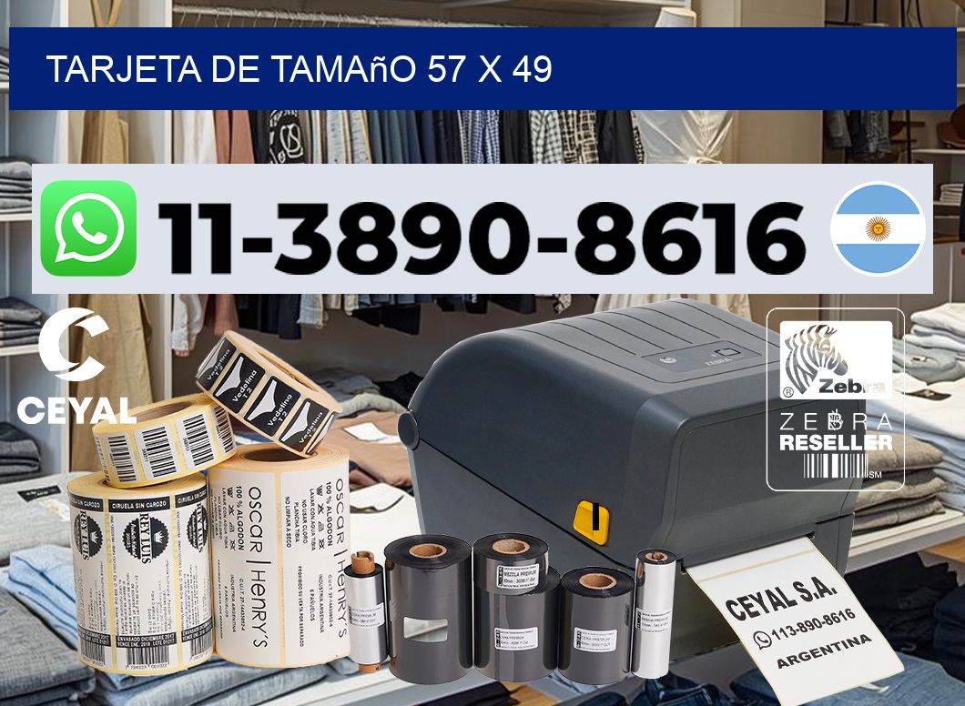 Tarjeta de tamaño 57 x 49