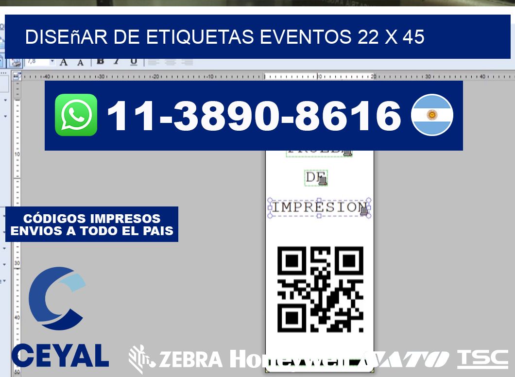 diseñar de etiquetas eventos 22 x 45