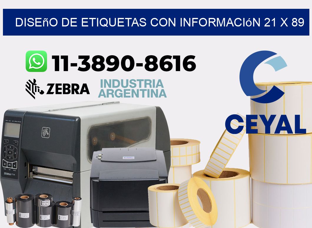 diseño de etiquetas con información 21 x 89