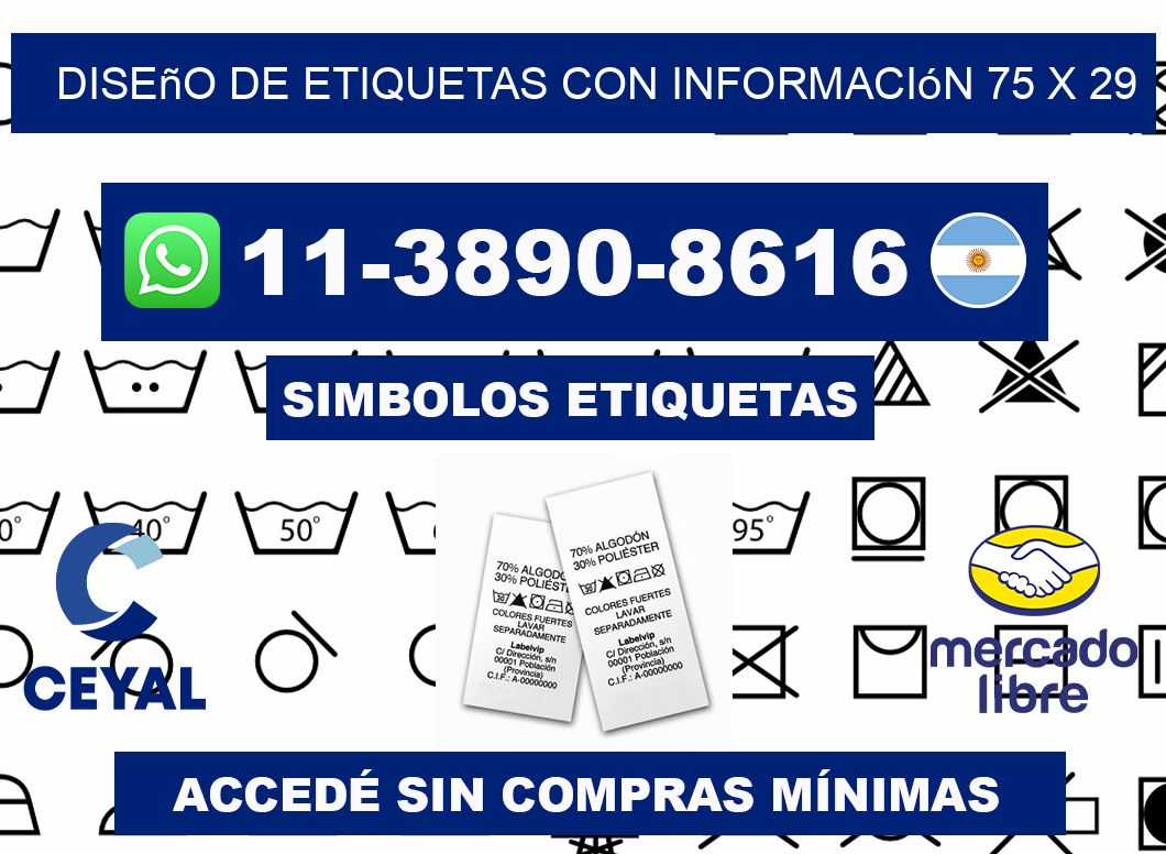 diseño de etiquetas con información 75 x 29