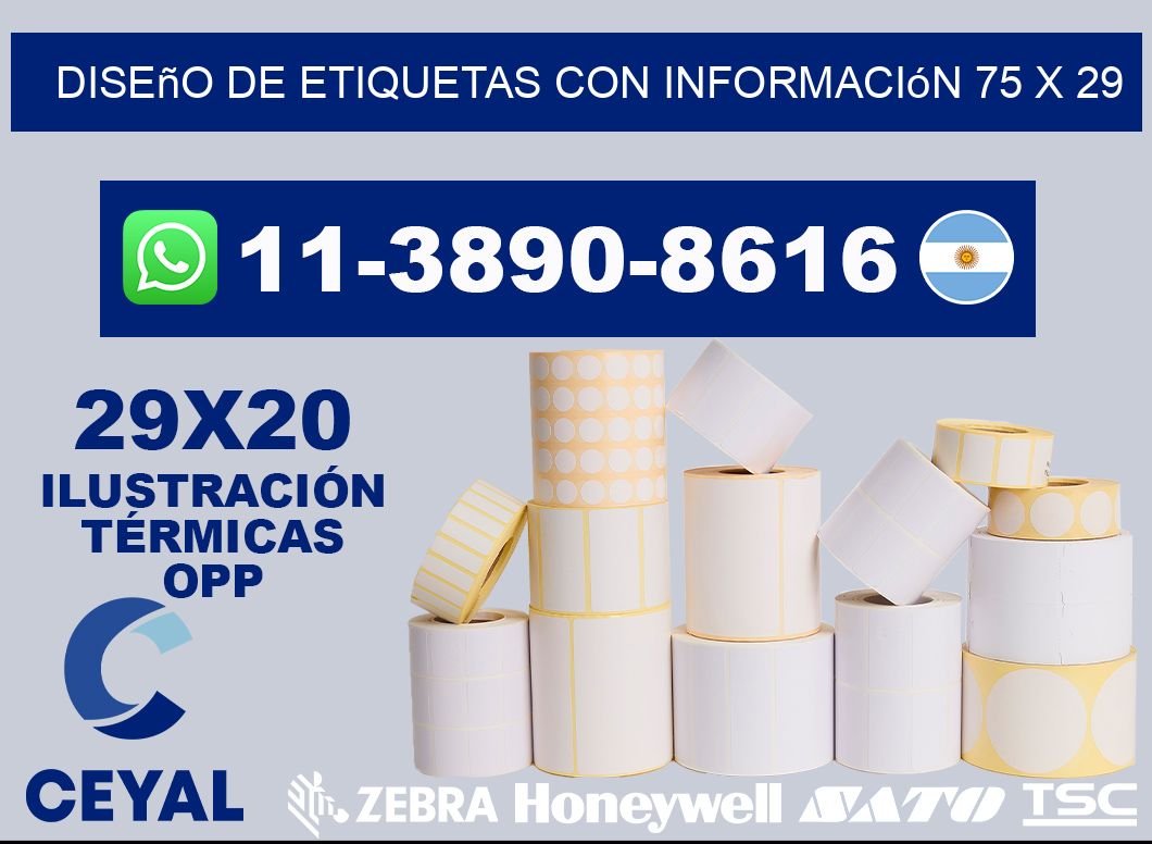 diseño de etiquetas con información 75 x 29