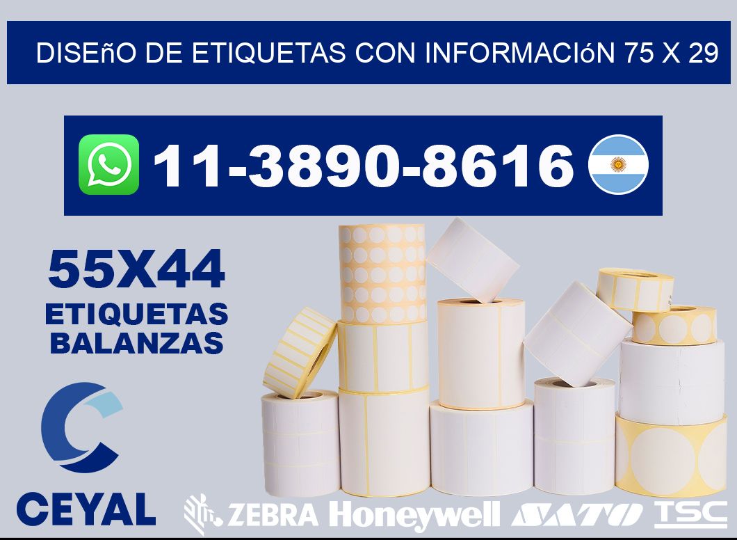 diseño de etiquetas con información 75 x 29