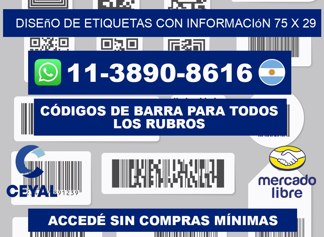 diseño de etiquetas con información 75 x 29