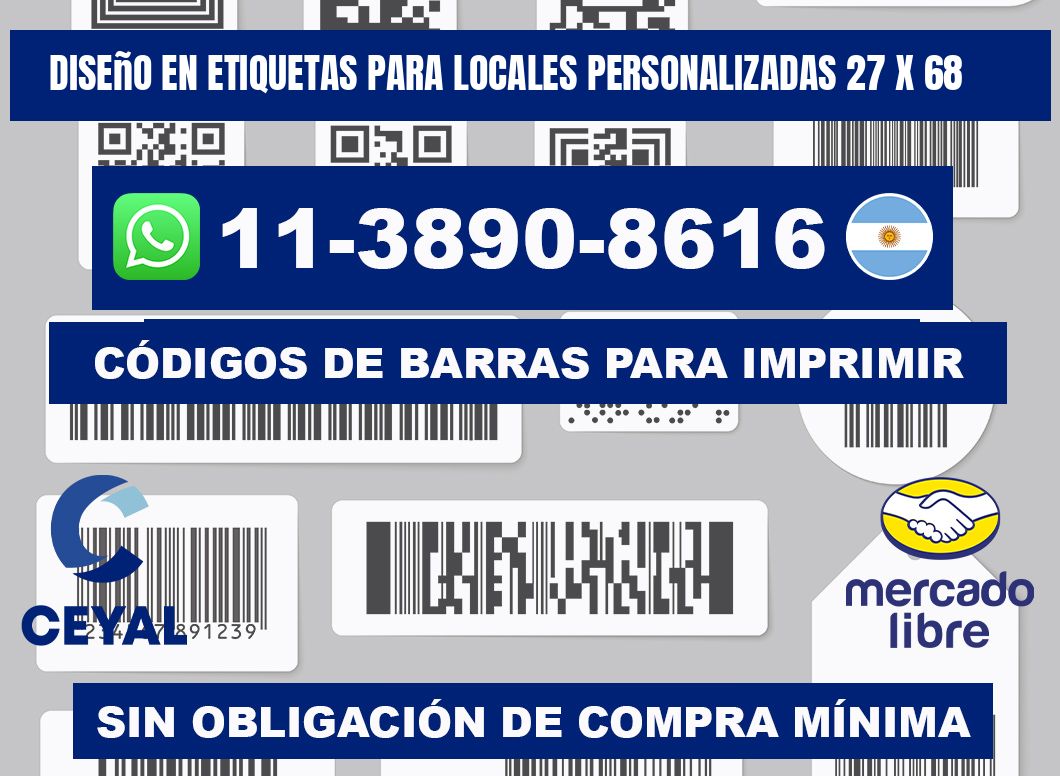 diseño en etiquetas para locales personalizadas 27 x 68