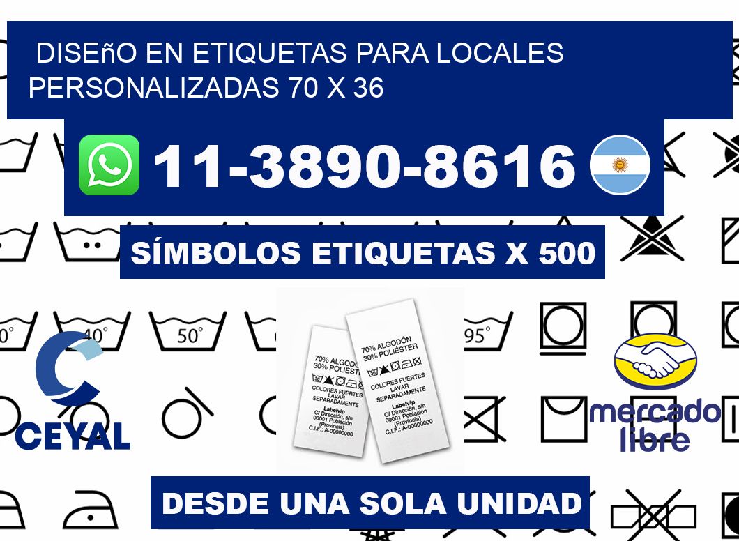 diseño en etiquetas para locales personalizadas 70 x 36