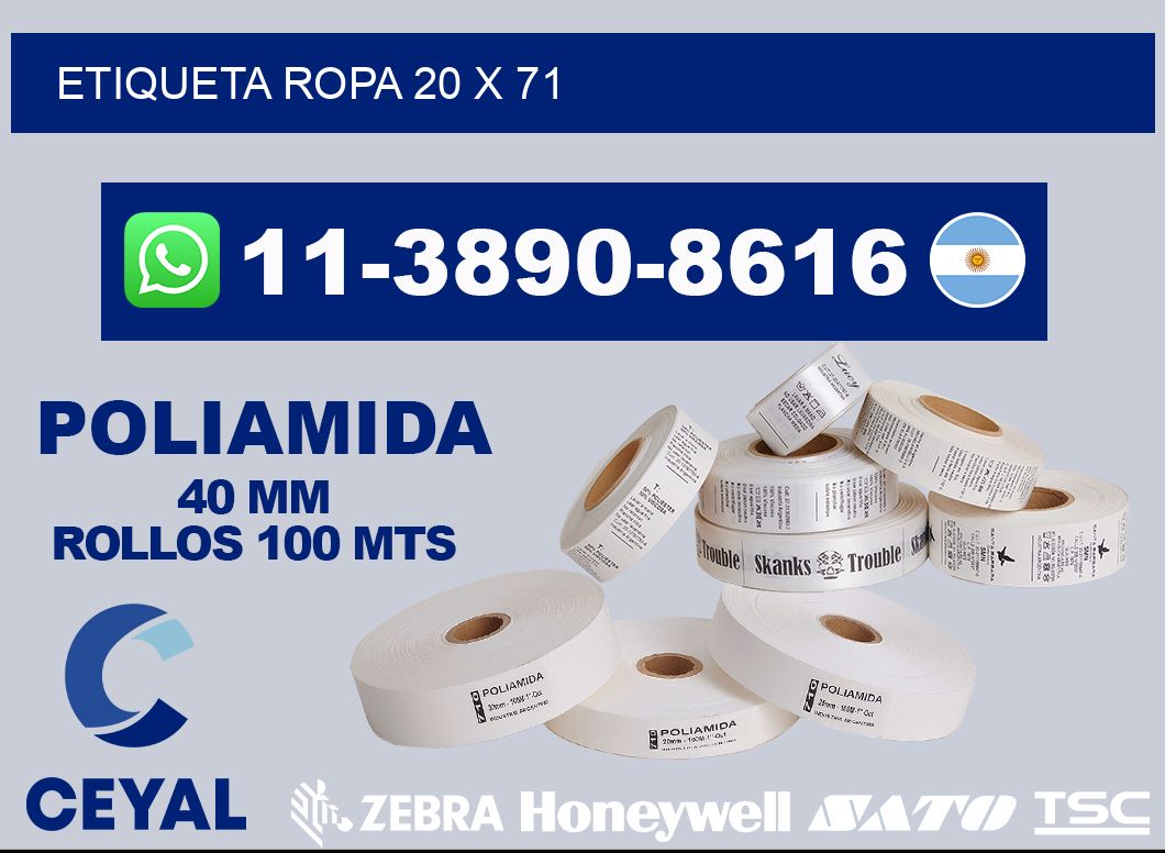 etiqueta ropa 20 x 71