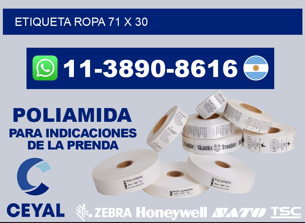 etiqueta ropa 71 x 30
