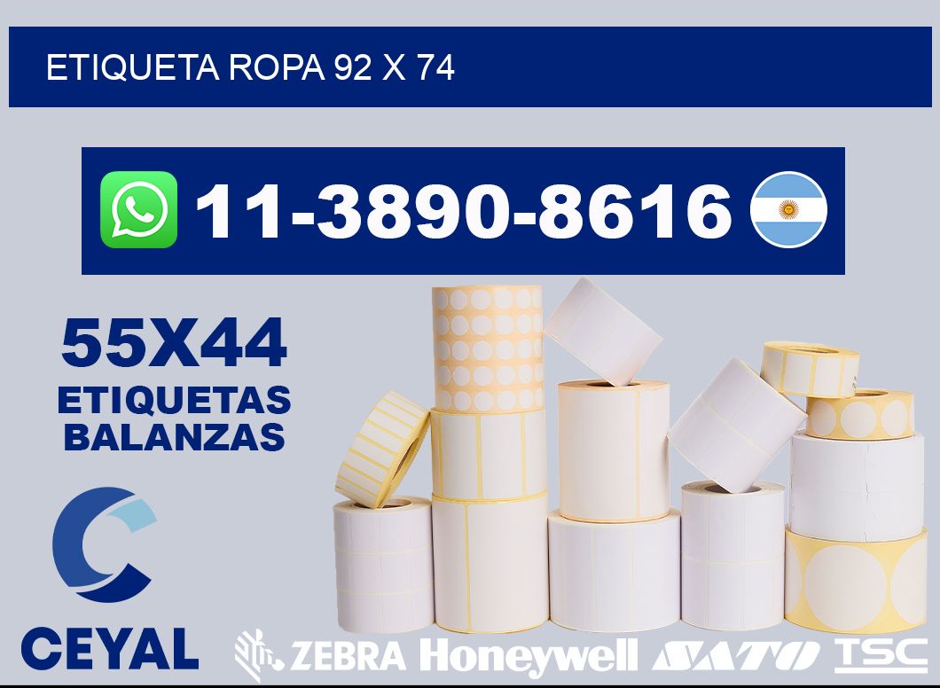 etiqueta ropa 92 x 74