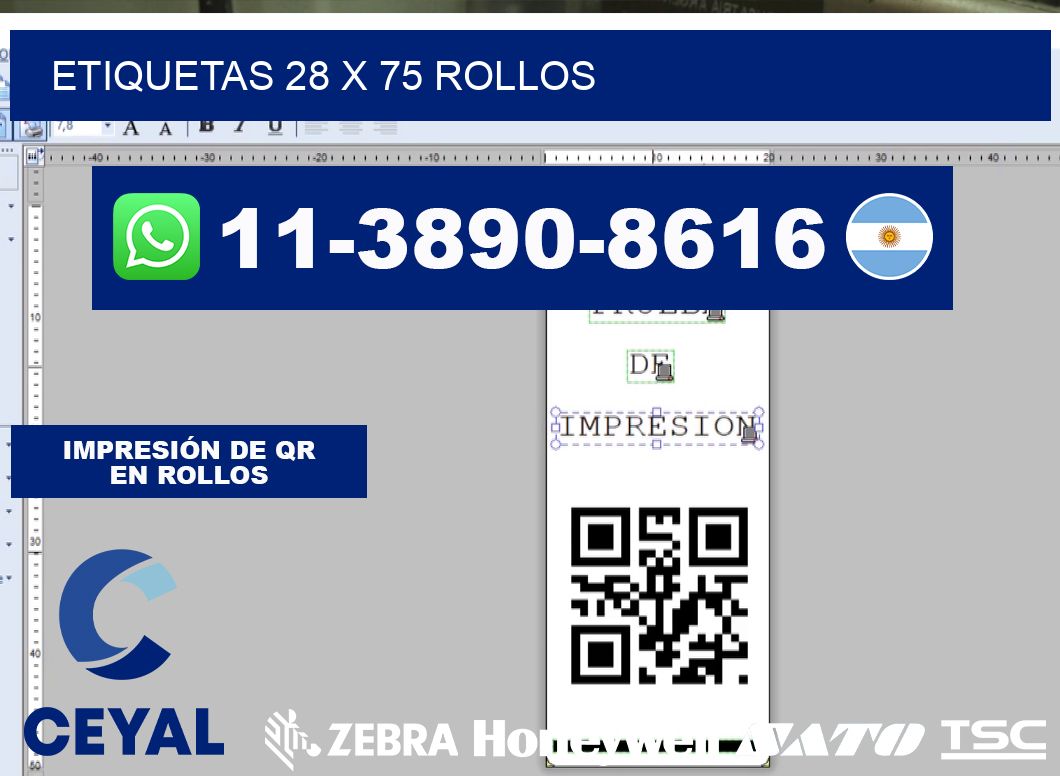 etiquetas 28 x 75 rollos