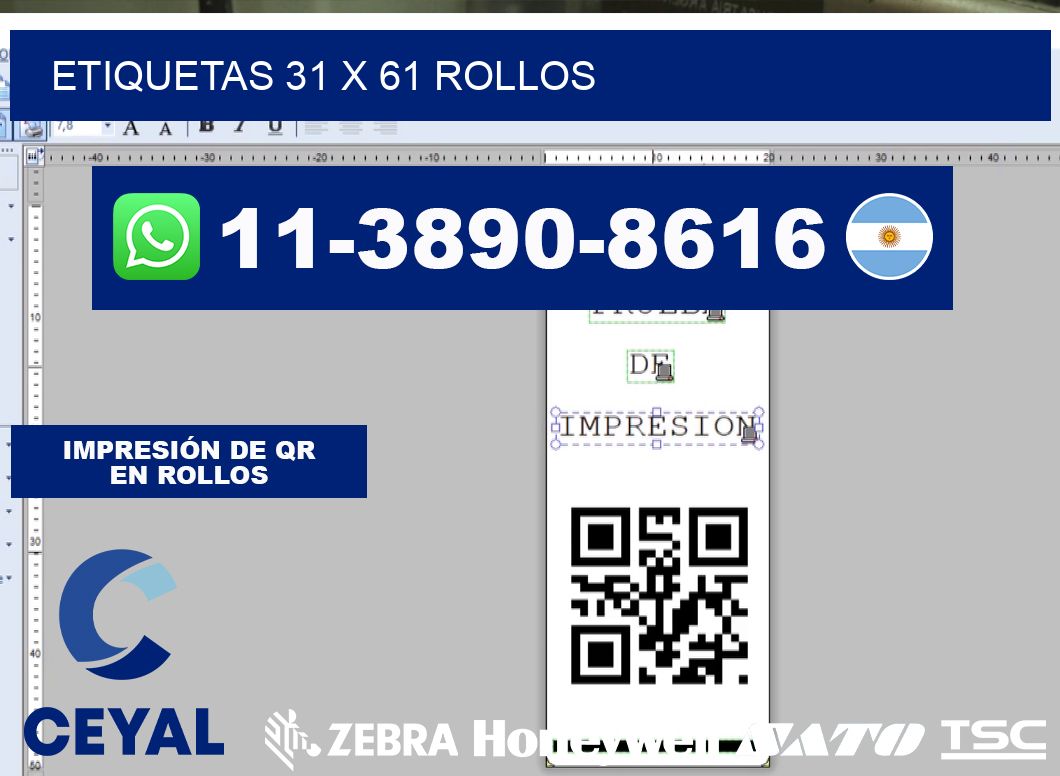 etiquetas 31 x 61 rollos