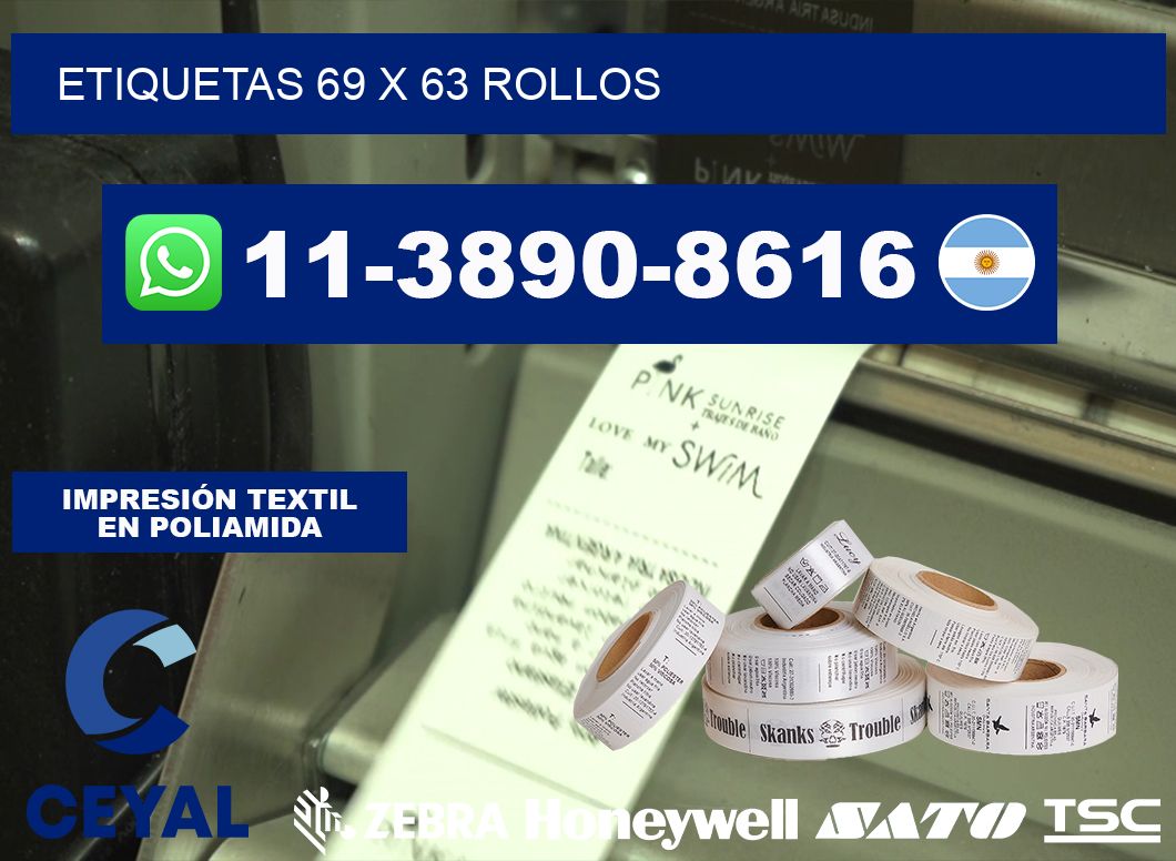 etiquetas 69 x 63 rollos