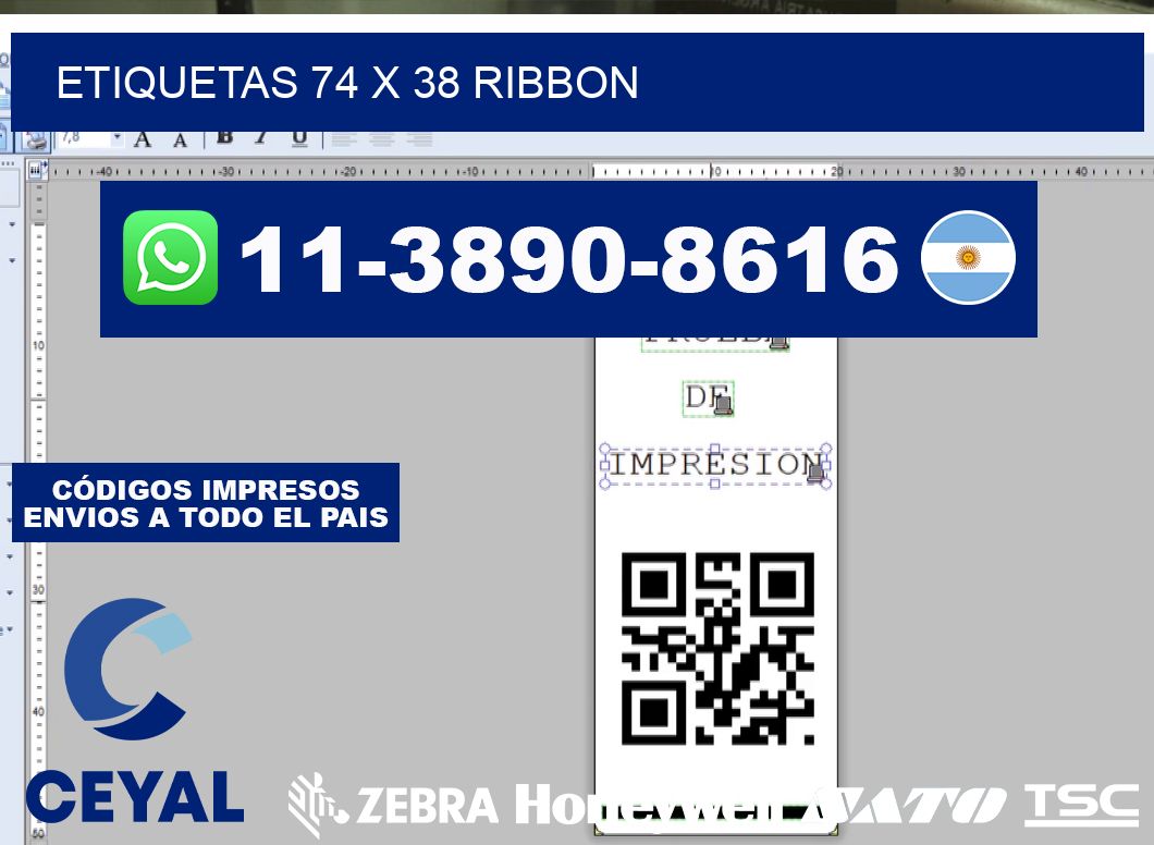 etiquetas 74 x 38 ribbon