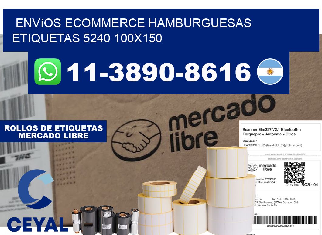 Envíos Ecommerce hamburguesas etiquetas 5240 100x150