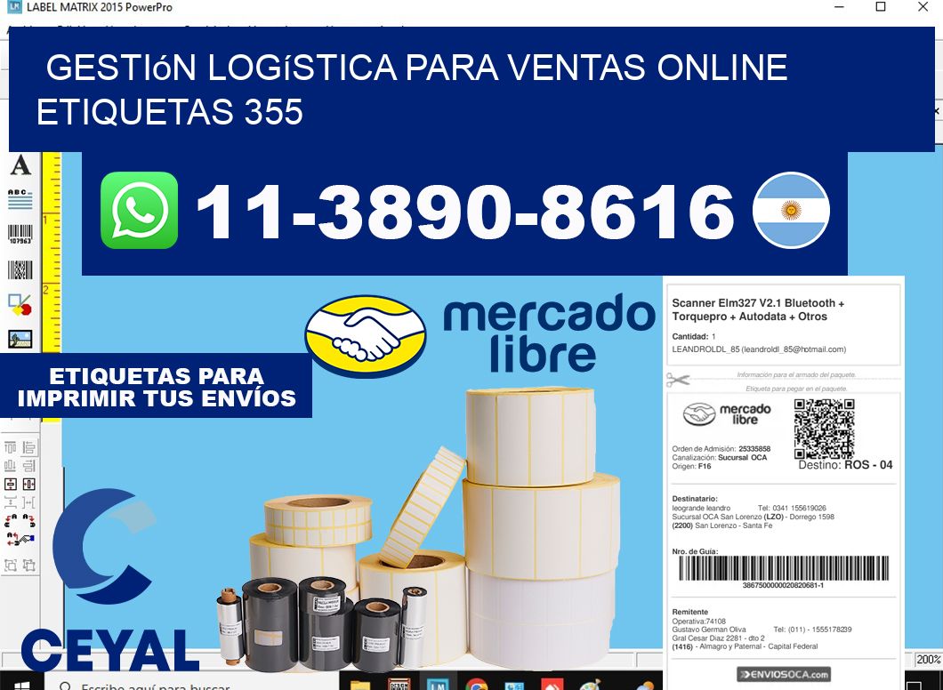 Gestión logística para ventas online  etiquetas 355