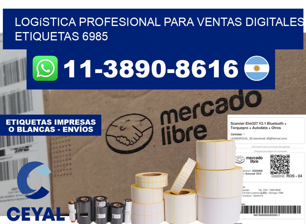 Logística profesional para ventas digitales  etiquetas 6985