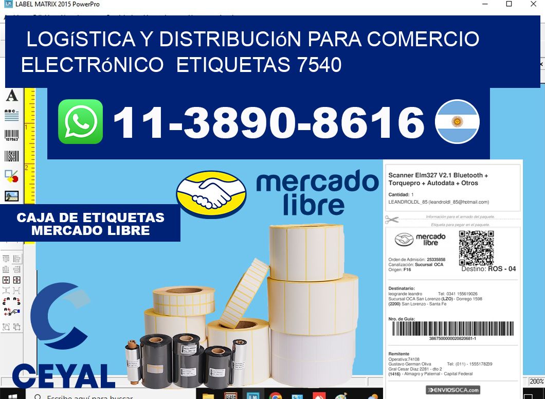 Logística y distribución para comercio electrónico  etiquetas 7540