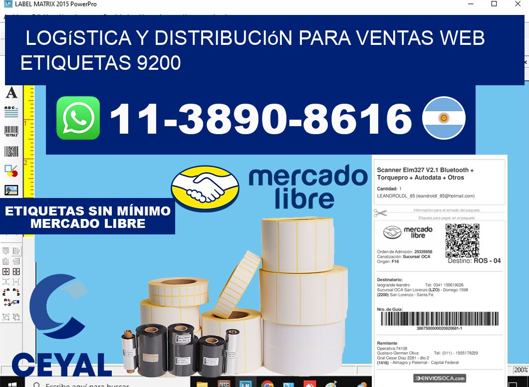 Logística y distribución para ventas web  etiquetas 9200
