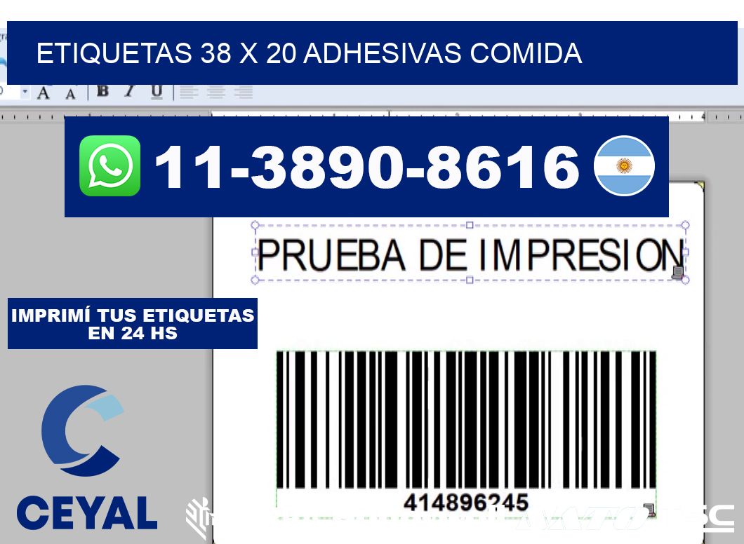 etiquetas 38 x 20 adhesivas comida
