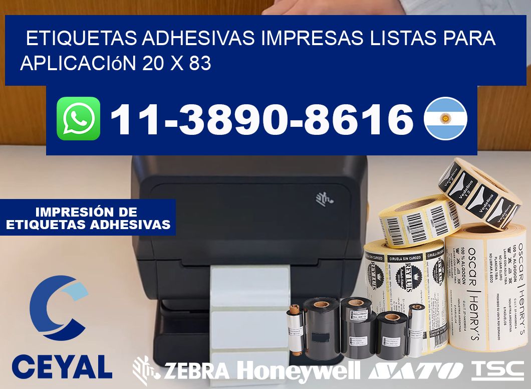 etiquetas adhesivas impresas listas para aplicación 20 x 83