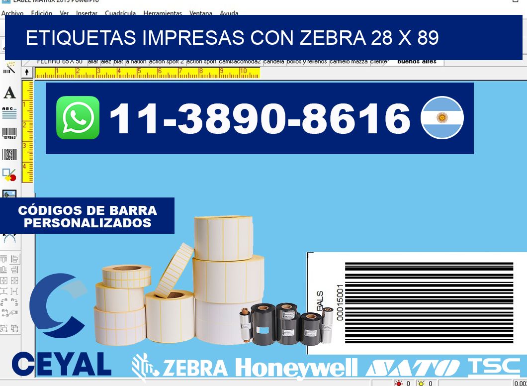 etiquetas impresas con zebra 28 x 89