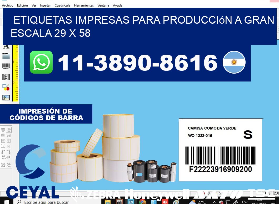 etiquetas impresas para producción a gran escala 29 x 58