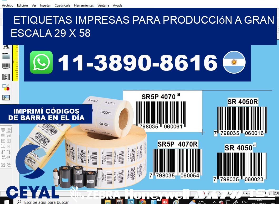 etiquetas impresas para producción a gran escala 29 x 58