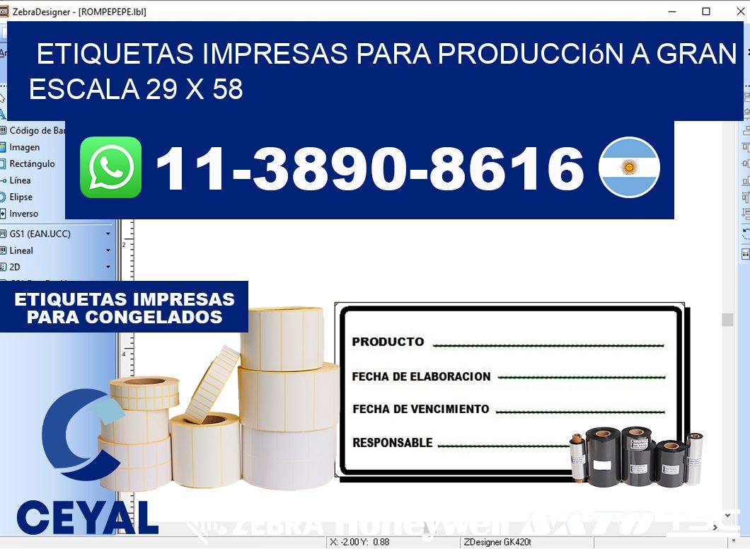 etiquetas impresas para producción a gran escala 29 x 58