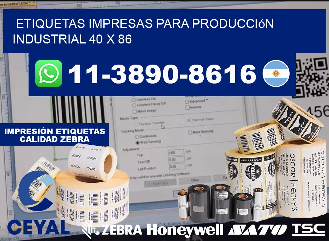 etiquetas impresas para producción industrial 40 x 86