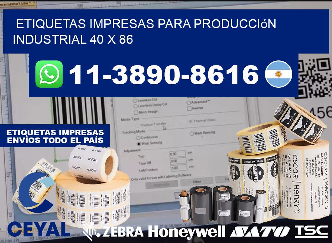 etiquetas impresas para producción industrial 40 x 86