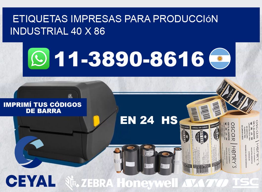 etiquetas impresas para producción industrial 40 x 86