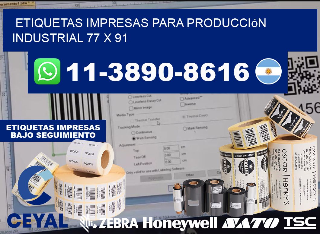 etiquetas impresas para producción industrial 77 x 91